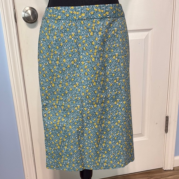 Talbots Dresses & Skirts - Talbots Teal and Yellow Geo Print Cotton Stretch Pencil Skirt